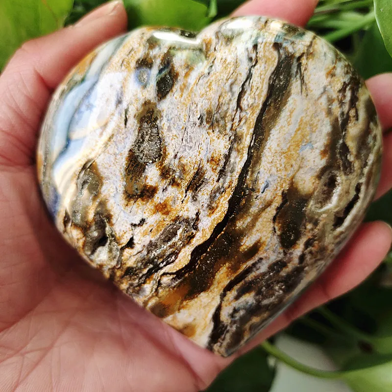 Natūralus jūros jaspio akmens, jūros perlas širdies krištolo akmens mineralinė pavyzdys kristalų ston 3