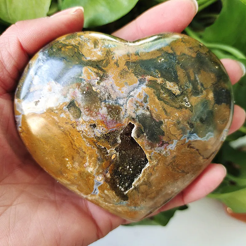 Natūralus jūros jaspio akmens, jūros perlas širdies krištolo akmens mineralinė pavyzdys kristalų ston 4