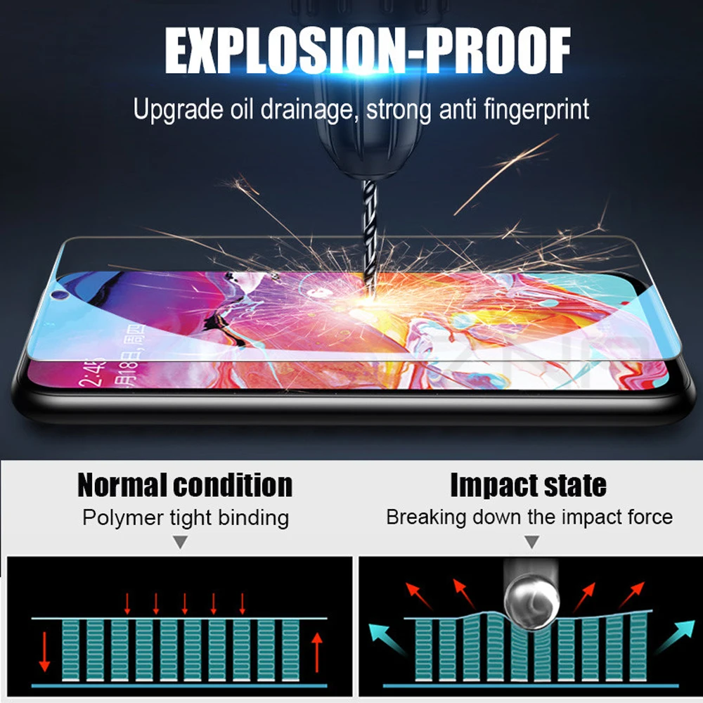 3Pcs grūdintas stiklas Samsung Galaxy A01 A11 A21 A21S A31 A41 A51 A71 A71S A91 A50 A50S telefono screen protector apsauginė plėvelė 0