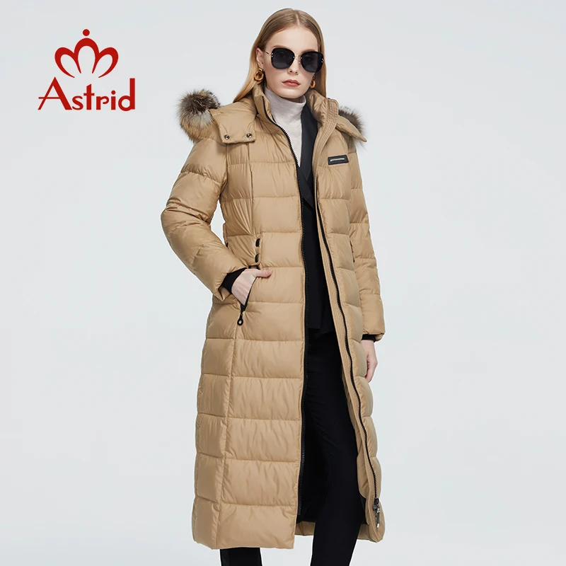 Astrid 2021 Nauji Žieminiai moteriški paltai moterims ilgas šiltas parko mados Striukė su meškėnas kailio gaubtas didelių dydžių moteriška apranga 8716 4
