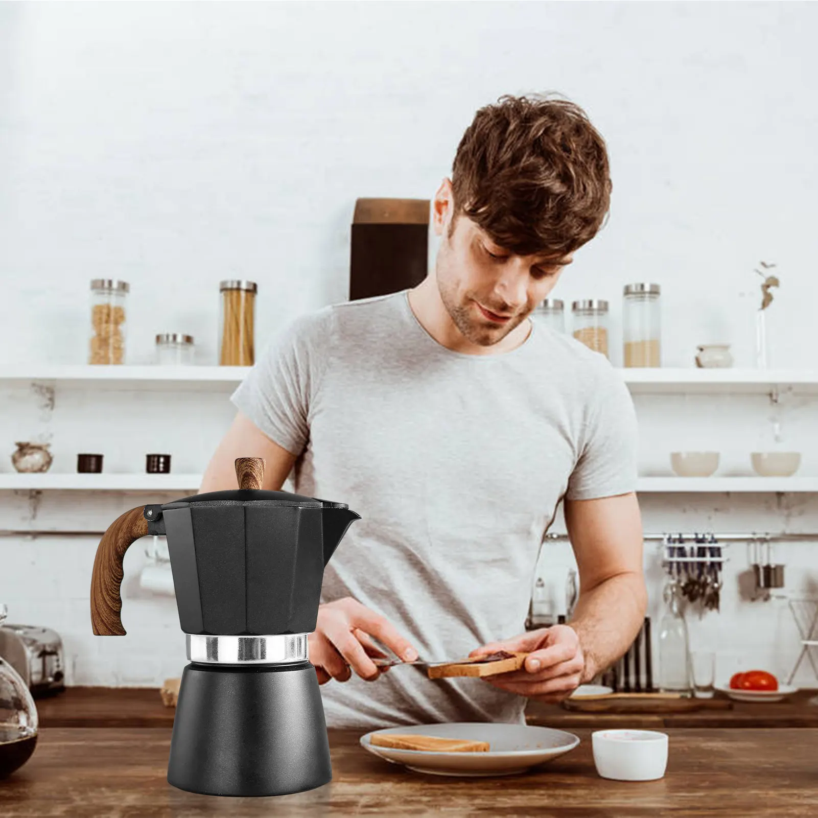 150/300ML Aliuminio Kavos virimo aparatas Moka kavinukas Espresso Sietelis Puodą Praktinių Tinka Elektros Viryklės, dujinės Viryklės 0