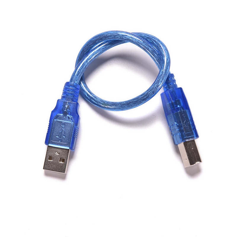 Mėlyna 30cm USB 2.0 Spausdintuvo Kabelis Type A Male B Tipo Vyrų Dvigubas Ekranavimas Aukštos Greitis Permatomas 1