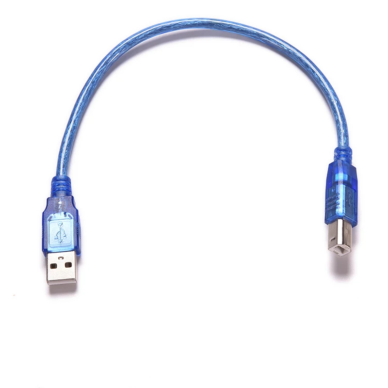 Mėlyna 30cm USB 2.0 Spausdintuvo Kabelis Type A Male B Tipo Vyrų Dvigubas Ekranavimas Aukštos Greitis Permatomas 3