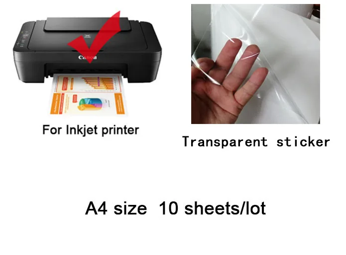10vnt/daug savęs adhensive PET skaidri įklijos spausdinimo popierius A4 vandeniui už rašaliniai/lazerinis spausdintuvas etiketės, lipdukai 3