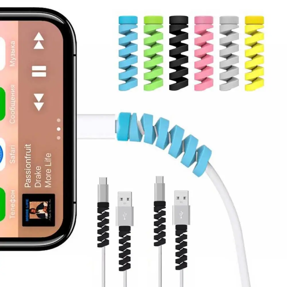 12Pcs Spiral USB Charge Cable Protector Data Cord Saver Cover for iPhone Android 1