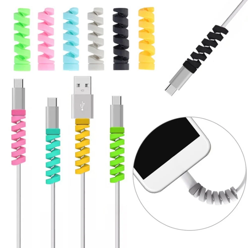 12Pcs Spiral USB Charge Cable Protector Data Cord Saver Cover for iPhone Android 2