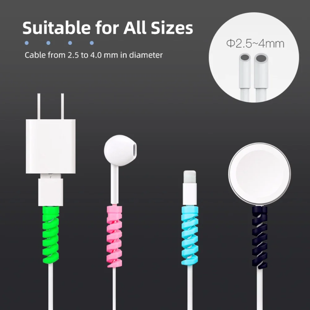 12Pcs Spiral USB Charge Cable Protector Data Cord Saver Cover for iPhone Android 4