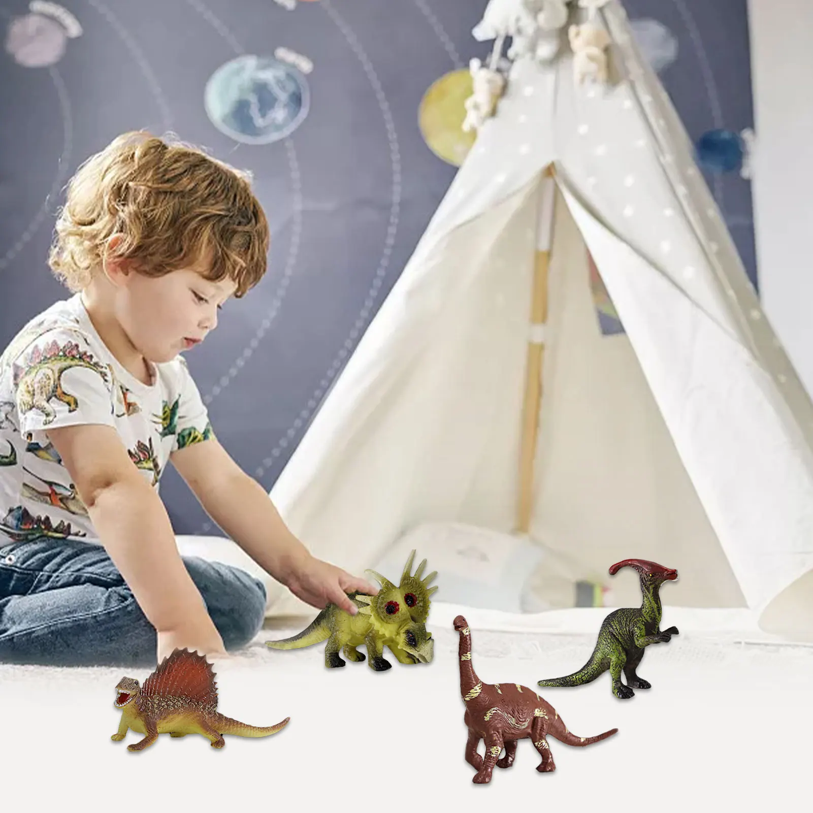 4 Dalių Komplektas Modeliavimas Realus Spalvinga Dinozaurų Duomenys Nustatyti Švietimo Modelį, Žaislai, Dovanos Vaikams, Vaikai Kolekcijos Modelis 4