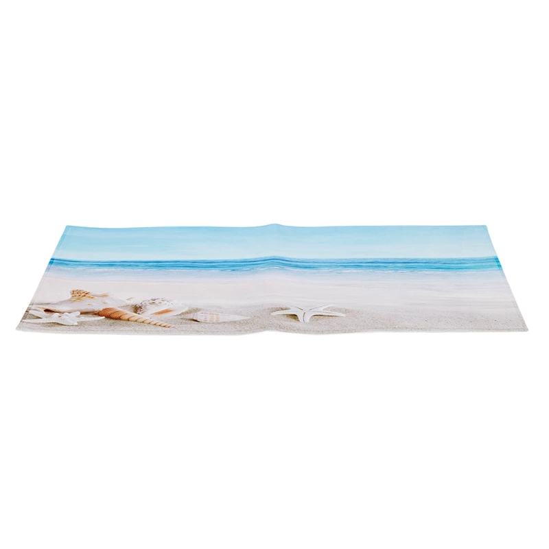 Blue Ocean Žvaigždė Myli Shell Holiday Beach Pajūrio Peizažai Jūrmylių Tema Spausdinti Poliesteris Gumos Anti-Slydimo Vonios Kambario Kilimėliai Ru 1