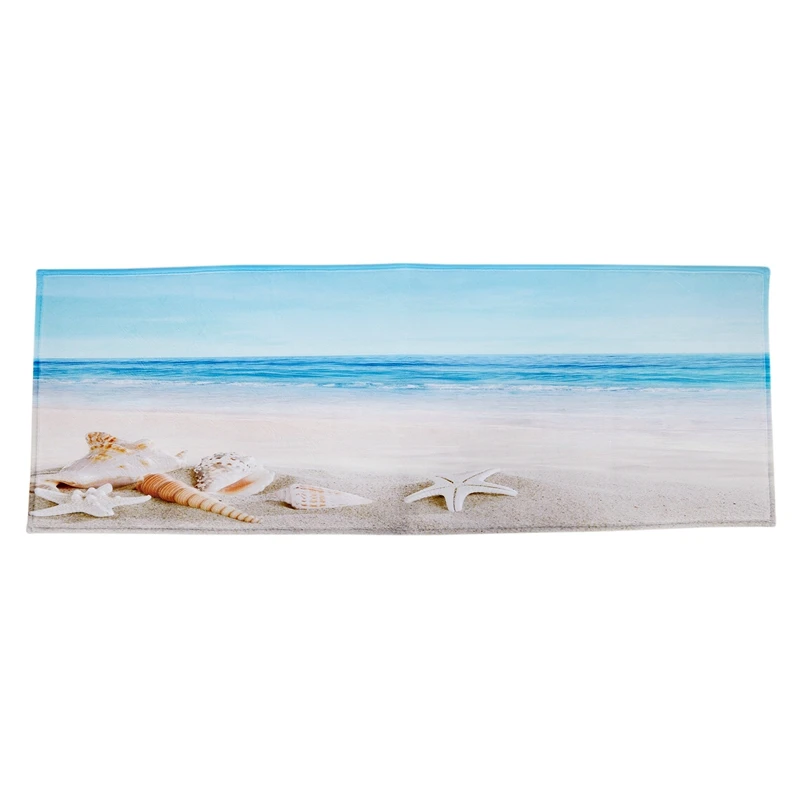 Blue Ocean Žvaigždė Myli Shell Holiday Beach Pajūrio Peizažai Jūrmylių Tema Spausdinti Poliesteris Gumos Anti-Slydimo Vonios Kambario Kilimėliai Ru 2