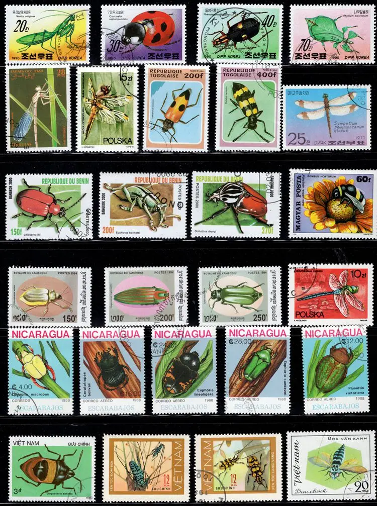 50Pcs/Daug Klaidų Vabzdžių Antspaudas Tema Visi Skirtingi Iš įvairių Šalių, NE Kartoti Pašto ženklai su Pašto Ženklą, skirtą Rinkti 0