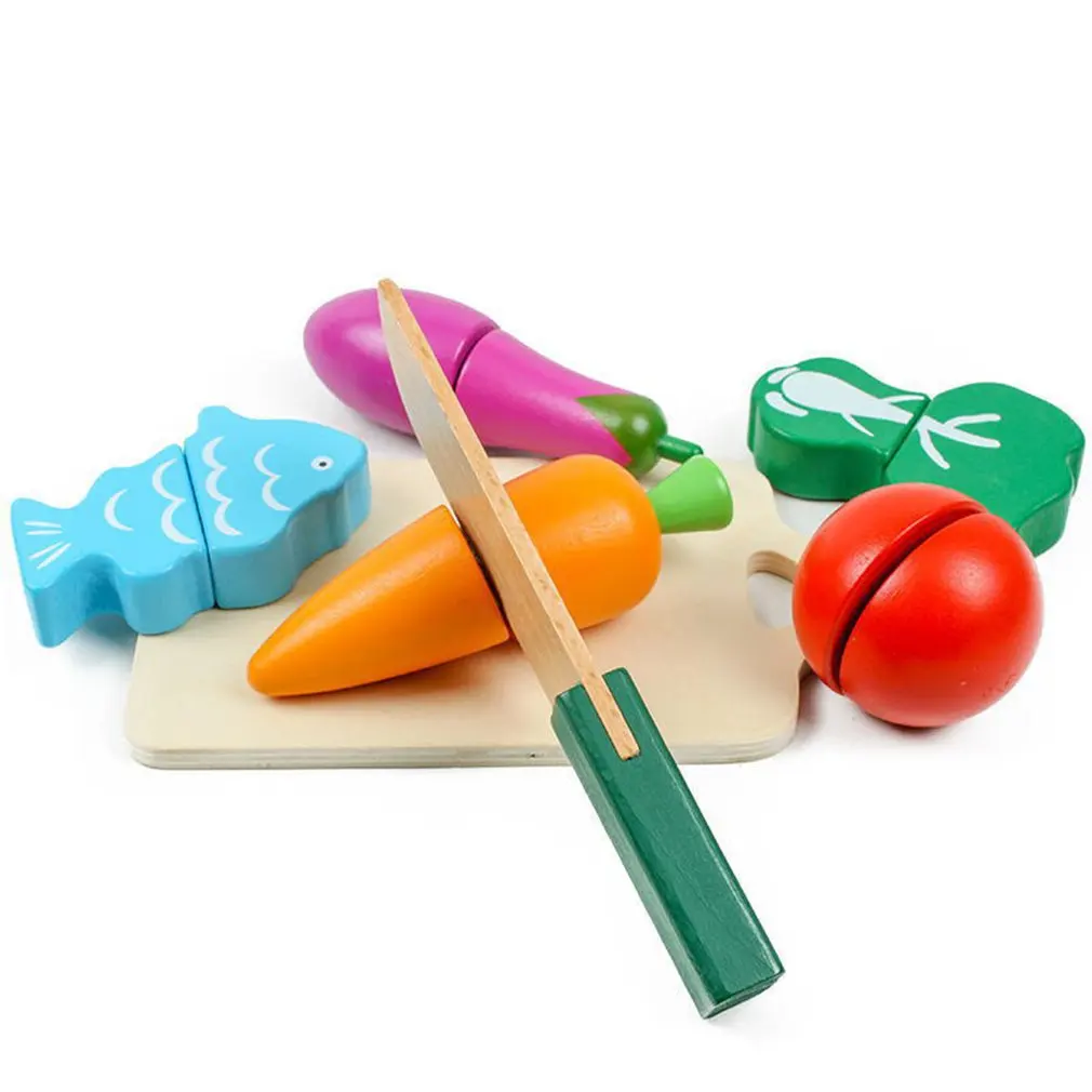 Medinė Spalvinga Vaikų Vystymosi Švietimo Žaislai, Vaisių Ir Daržovių Barelių Supjaustyti Žaislai Vaikams Švietimo Žaislai 2