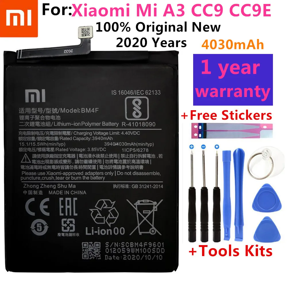 Originalus Naujas XIAO MI Pakeitimo Telefono Baterija Xiaomi Mi A3 CC9 CC9e CC9 Mi9 Lite bateria Baterijas +Dovana Įrankiai 2