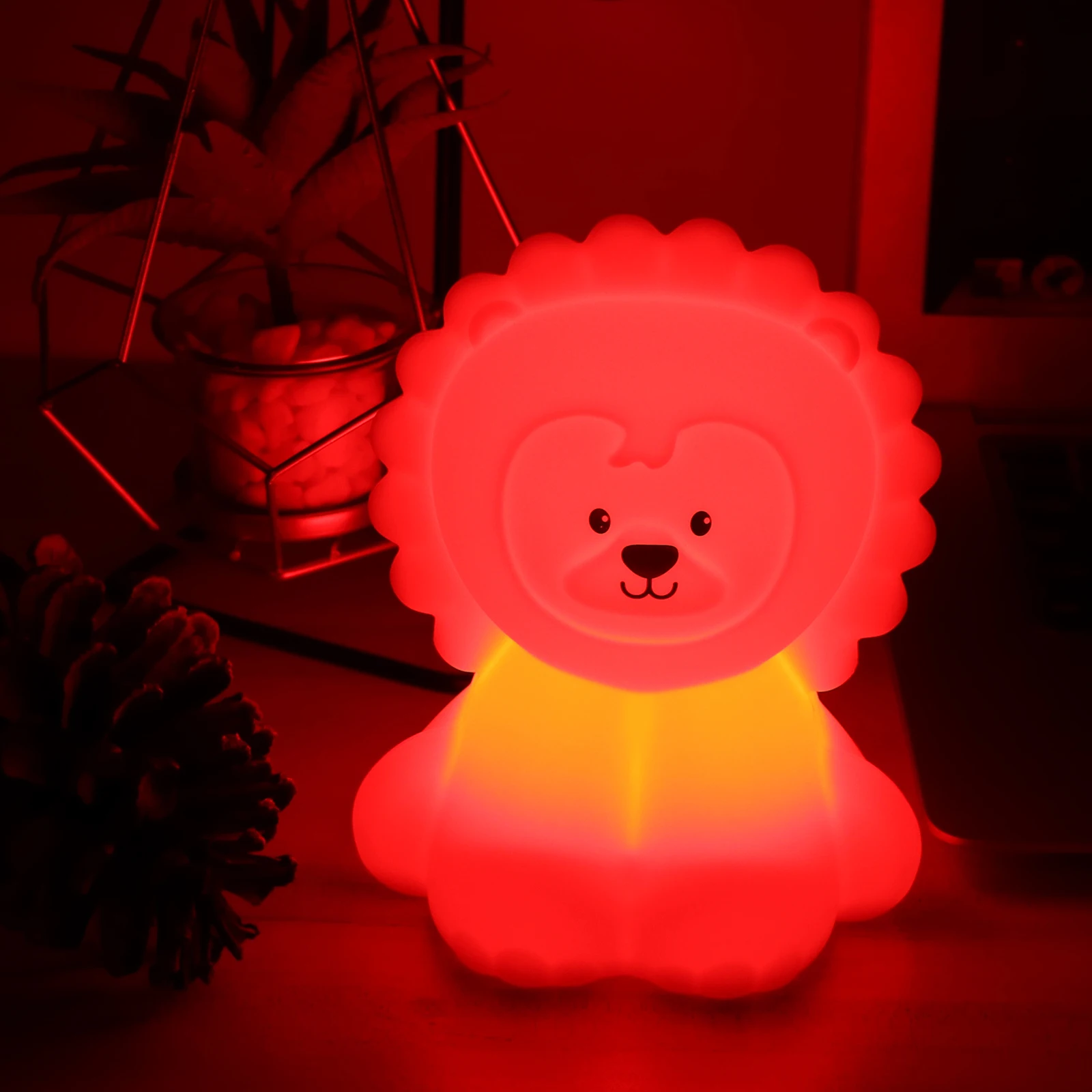 Mielas Liūtas Paglostyti Šviesos Silikono Vaikams, Žaislai, Spalvinga Naktį LED Lemputė USB Įkrovimo Naktiniai Dekoratyvinis Stalo Lempa už vaiko Kambarys 1