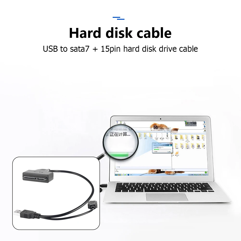 USB 2.0 prie SATA 7 Kabelis 2,5 colio SATA Kietąjį Diską Išorės +15Pin SSD HDD Adapteris Office Rūpintis Kompiuterių Reikmenys 1