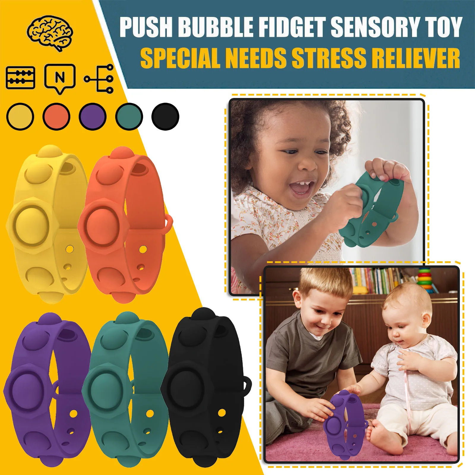 Minkštas Fidget Kūdikio Žaislai Vaikams Silikono Apyrankę Guffo Fidget Žaislas Streso Atsarginiais Jutimo Silikono Išspausti Žaislai Su Dimple 5