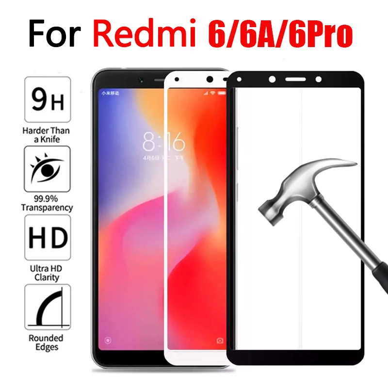 Apsauginis Stiklas Xiaomi Redmi 6 pro 6A Grūdinto stiklo Redmi6pro redmi6a Screen Protector xiomi raudona mi 6pro Grūdinto stiklo Plėvelės 4