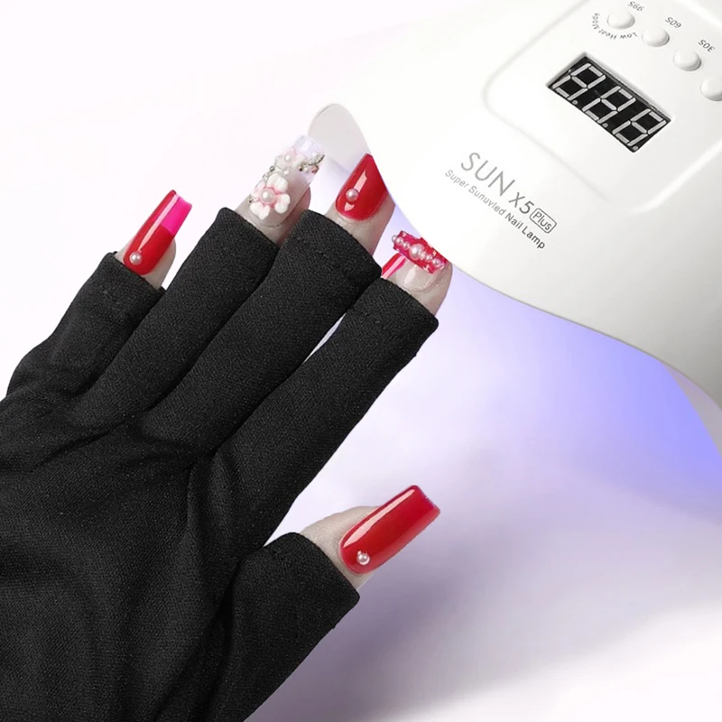 2vnt Nagų UV Shield Pirštinės Apsaugo Rankas Anti UV už Geliu Manikiūras su UV/LED Lempos Spinduliuotės Įrodymas Pirštinės Nagų Dailės Priemonė 1