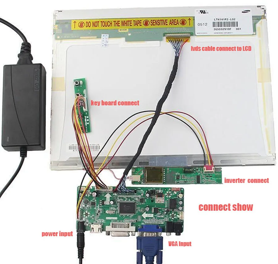 LCD DIY VGA DVI 30pin Vairuotojo lenta M. NT68676 Valdytojas rinkinys CLAA154WA05AN 15.4 colių, 1280X800 Skydelio Ekrane stebėti 2