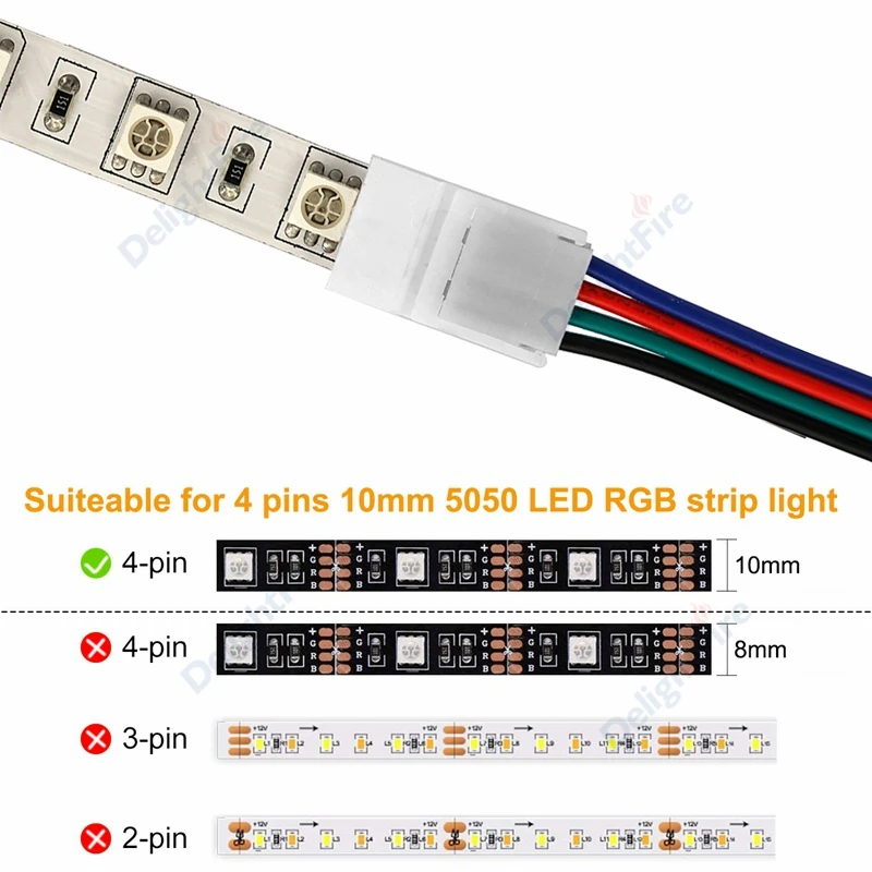 LED Juostelė Jungtis 8/10mm skaičius 2/3/4pin Jungtis RGB WS2811 WS2812B 2835 5730 5050 SMD LED Juostelė Vielos Terminaluose, 