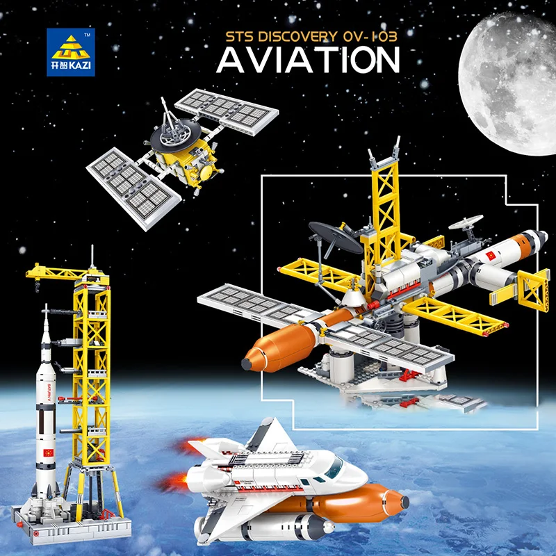 Originalus, Aukštos kokybės KAZI Pažangios Technologijos Palydovų Raketų shuttle Kosminės Stoties Surinkti Vaikų Žaislas, Statyba Blokai 4