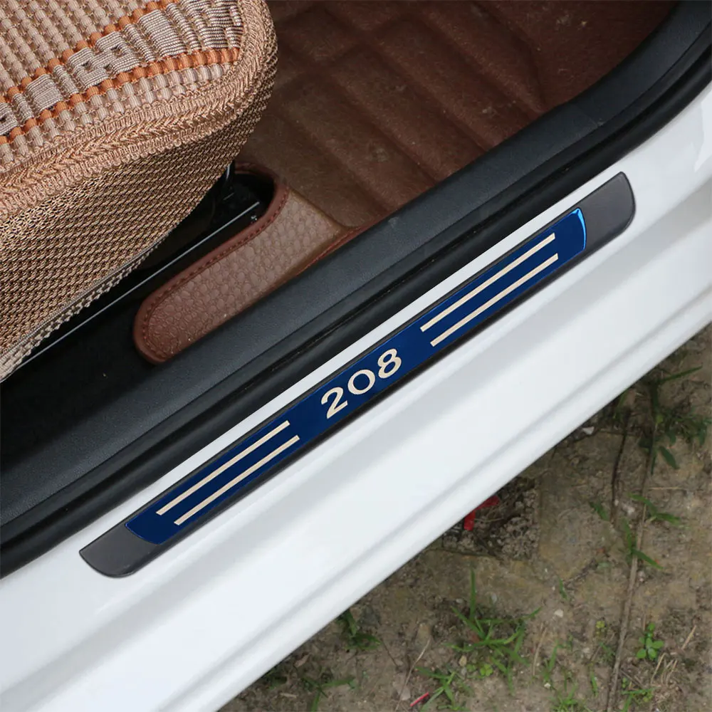Automobilių Durų Slenksčio Nusitrinti Plokštė Protcover Padengti Peugeot 208 Priedai Riba Pedalą, Šildomi Automobilių-styling Dalys, 2012 - 2020 m. 4