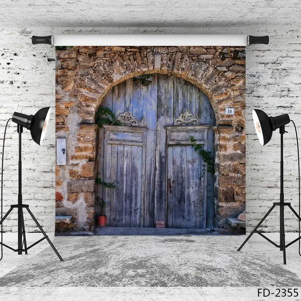 Senas apvalus durų pilies sienos nuotrauka fone fotografijos studijoje rekvizitai 3