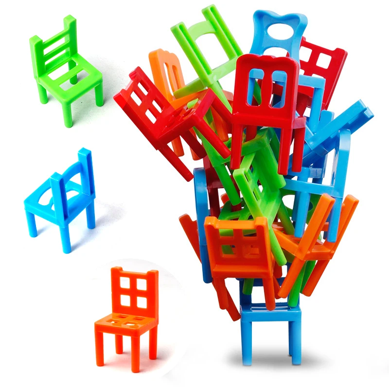 18pcs Surinkto Modelio Kūrimo Rinkiniai Įrankis Kėdės Pusiausvyrą Blokai Plastiko Surinkimas Krovimas Kėdės Vaikams Švietimo Žaislas 3