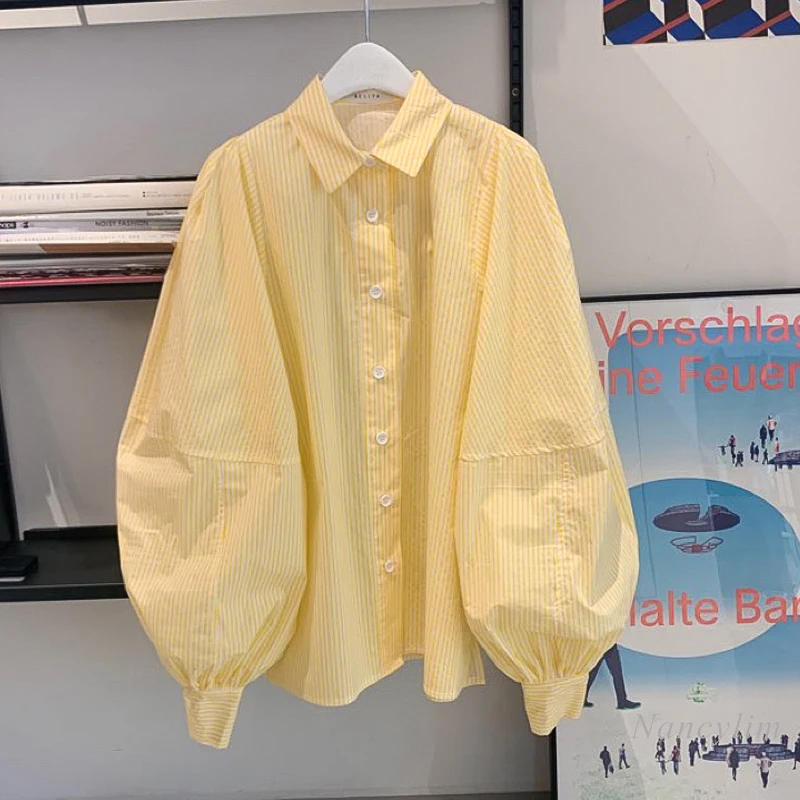 2020 m. Rudenį Ilgai Burbulas Rankovėmis Dryžuotas Marškinėliai Moterų Prarasti Visas Rungtynes, Atvartas Palaidinė Moterų Apsaugos nuo Saulės Drabužius Viršuje Blusas 2