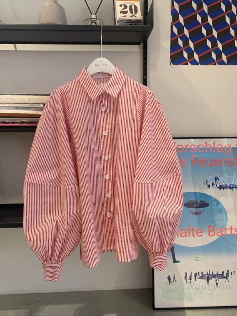 2020 m. Rudenį Ilgai Burbulas Rankovėmis Dryžuotas Marškinėliai Moterų Prarasti Visas Rungtynes, Atvartas Palaidinė Moterų Apsaugos nuo Saulės Drabužius Viršuje Blusas 4
