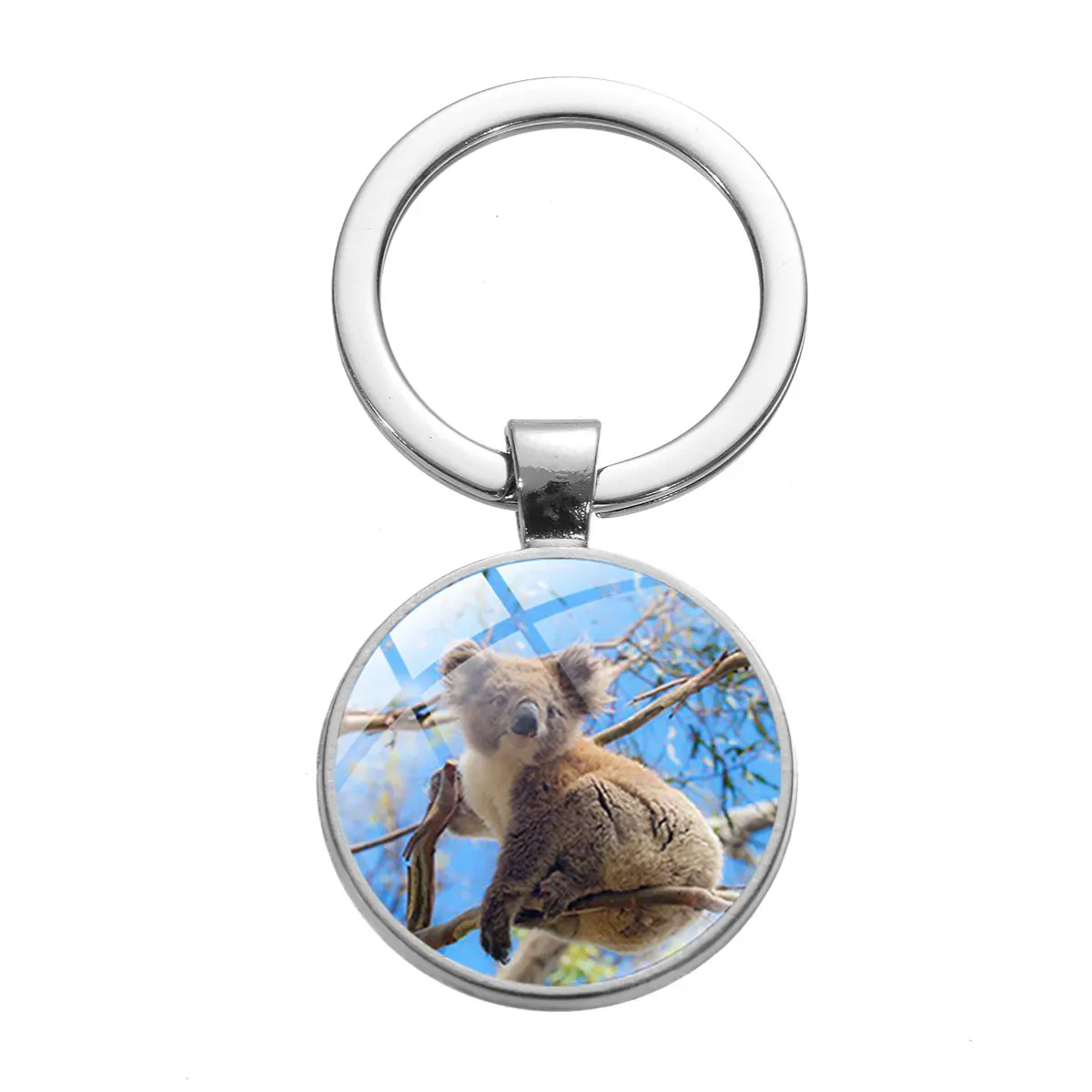SONGDA Adorkable Mielas Koala Raktų Žiedas Antikvariniai Bronzos, Sidabro Spalva Nuotraukoje Stiklo Cabochon Pakabukas Keychain Miško Gyvūnų Papuošalai 1