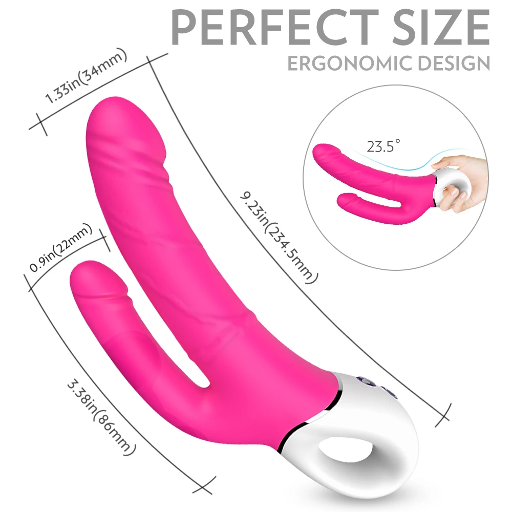 Dvigubo įsiskverbimo, dvigubo šoko ir multi-taško stimuliavimas, netikras penis G-spot klitorio massager suaugusiųjų masturbacija silikoninis žaislas 0