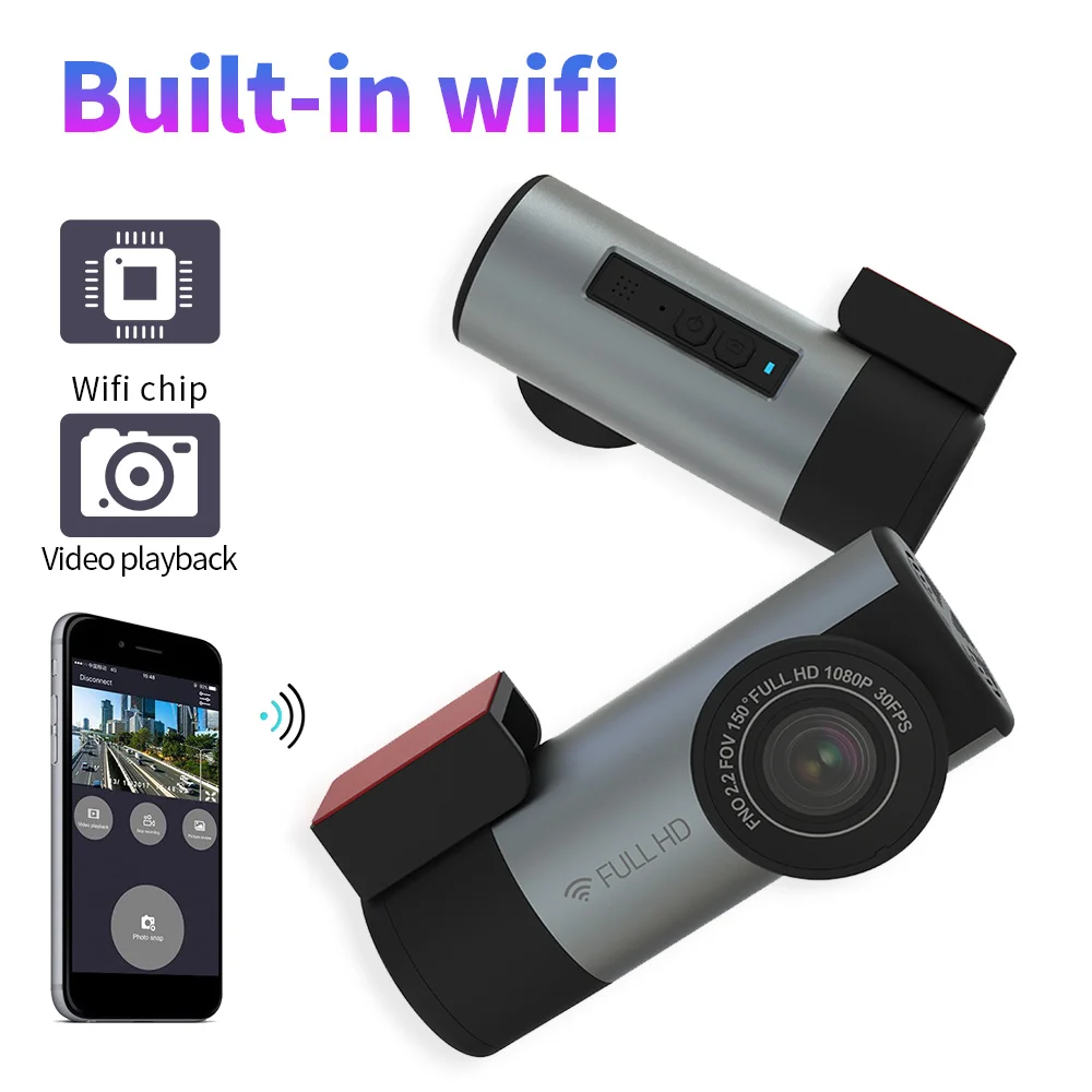 1080P Wifi, Automobilių DVR 360 Laipsnių Sukimosi Brūkšnys Cam Loop Įrašymo Dashcam Kameros su vaizdo Magnetofonu Automobilių Vaizdo Įrašymo Wi-fi DVR Auto 2