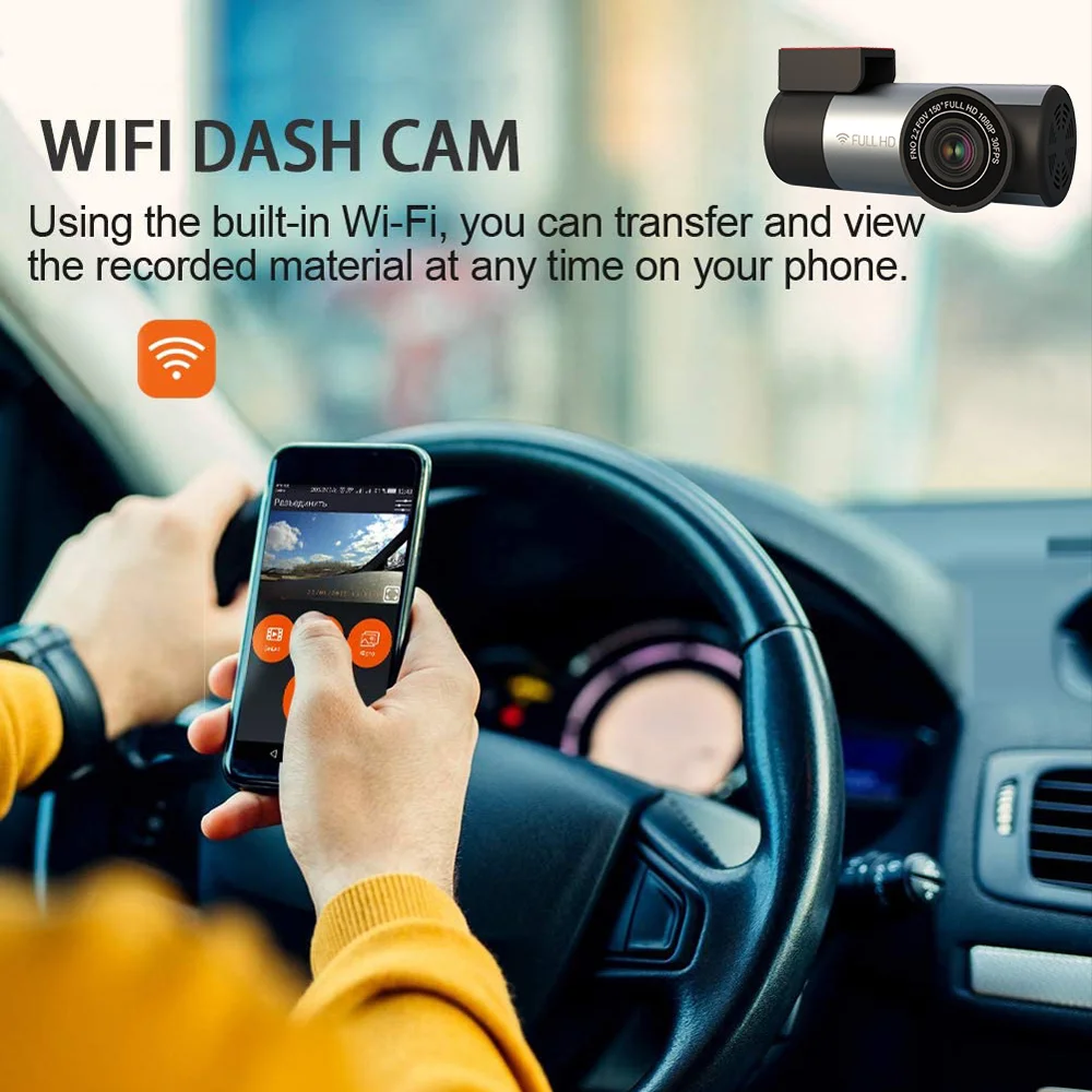 1080P Wifi, Automobilių DVR 360 Laipsnių Sukimosi Brūkšnys Cam Loop Įrašymo Dashcam Kameros su vaizdo Magnetofonu Automobilių Vaizdo Įrašymo Wi-fi DVR Auto 5