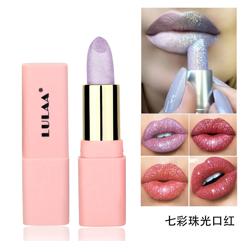 LULAA Metallic Vandeniui Lip Stick Aukso blizgius Lūpų Perlamutro Balzamas Ilgalaikis Seksuali Moteris Kosmetika 5