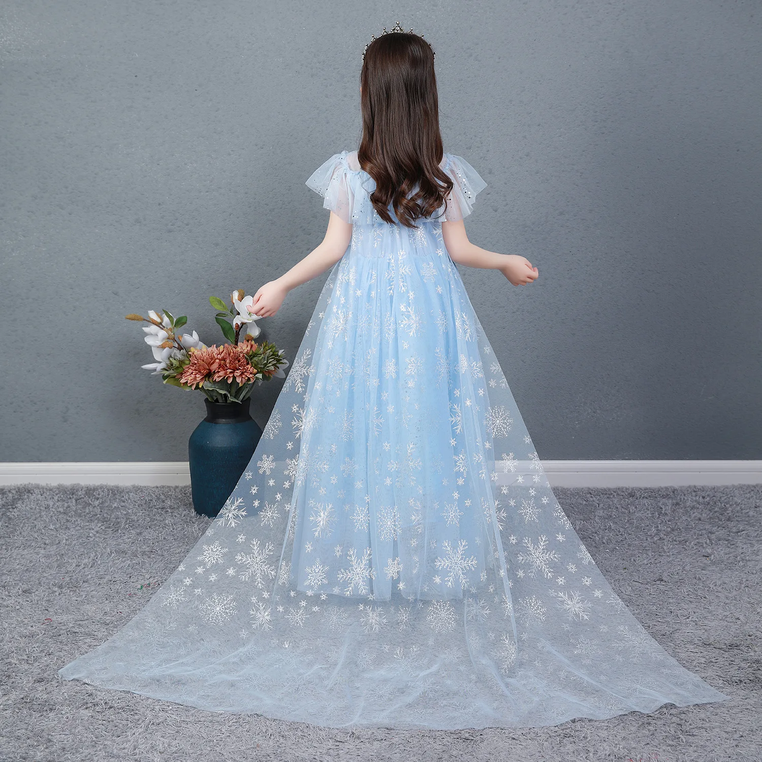 Mėlyna Princesė Suknelė, Kostiumas Mergaitėms Suknelė Vaikams Gimtadienio Suknelės Elsa Cosplay Kalėdų, Velykų Karnavaliniai Drabužiai 0