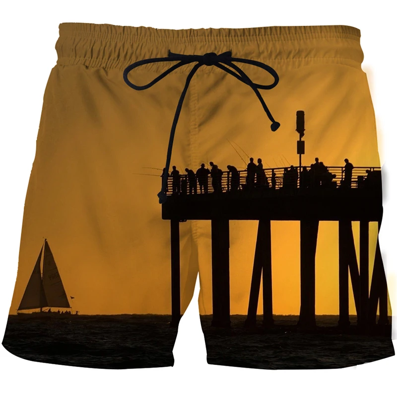 Vasaros 3D plaukimo glaudės, šortai vyriški įdomus žvejybos Bermudai kvėpavimo vyriški, berniukų paplūdimio kelnės sporto šortai, S-6XL 3