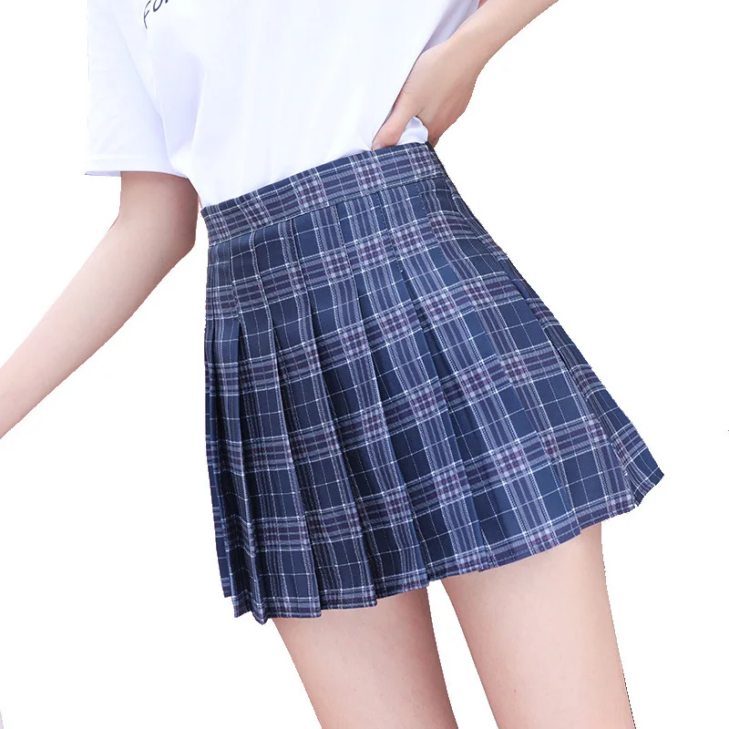 Vasarą Moterys Klostuotas Sijonas Jupe Femme Kawaii Korėjos Aukšto Juosmens Mini Pledas Sijonas Faldas Ponios, Mergaitės Mokyklinę Uniformą, Sijonai, Šortai 5