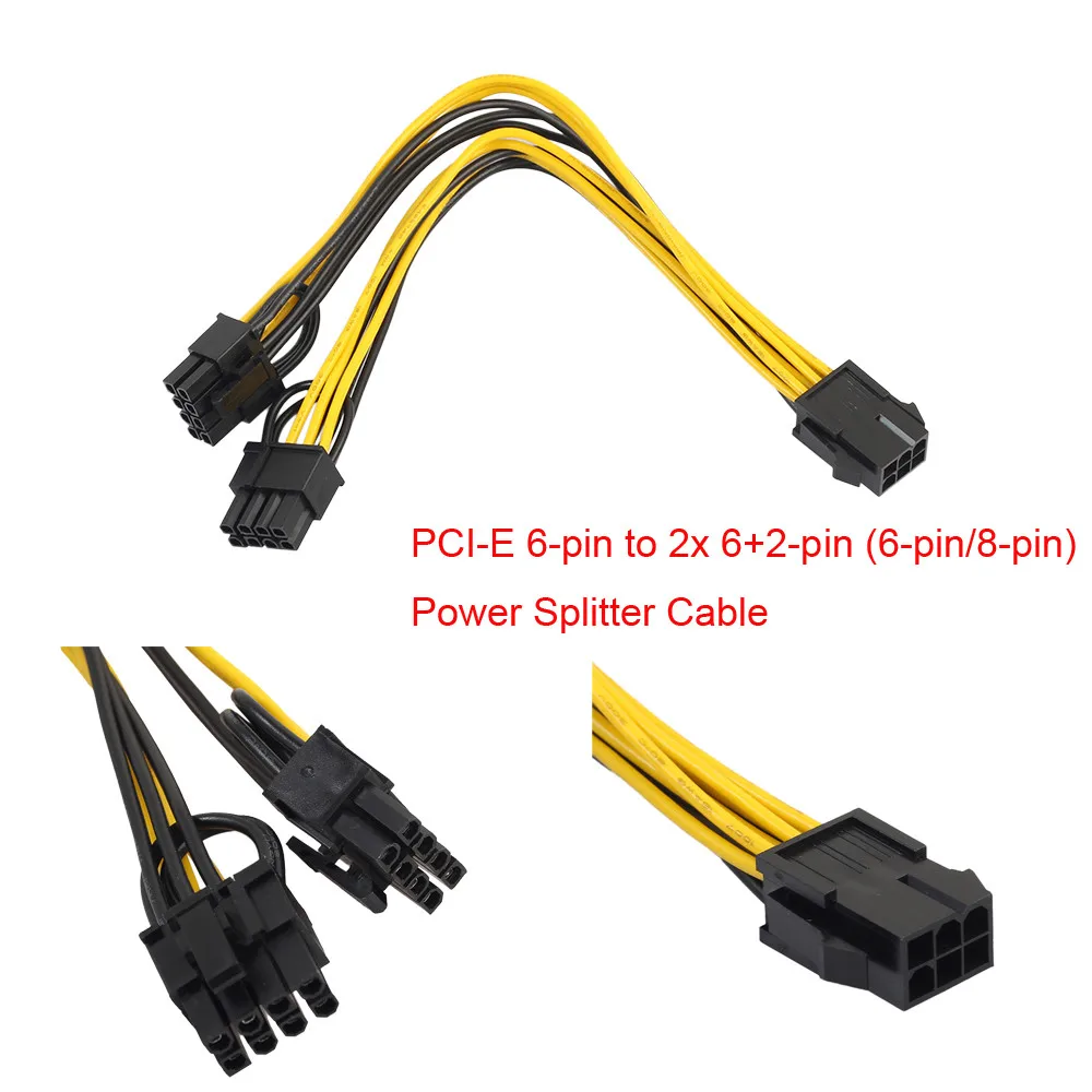 PCI-E 6-pin, 2x 6+2-pin (6-pin/8-pin) Maitinimo Splitter Cable PCI-e 8pin Dual 8Pin Vaizdo plokštės Maitinimo ilgiklis 3