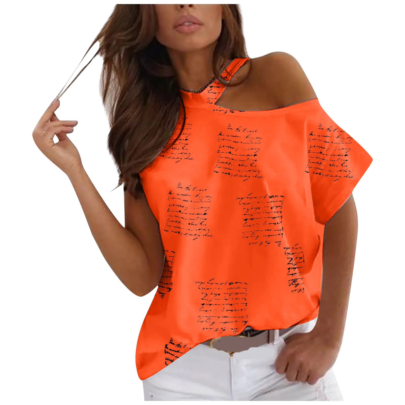 Moterų Gražių Spausdinti Prarasti Pečių Mados Trumpas Rankovės Atsitiktinis Viršų Ropa Mujer Verano 2021 Seksualus De Moda Camisetas 4