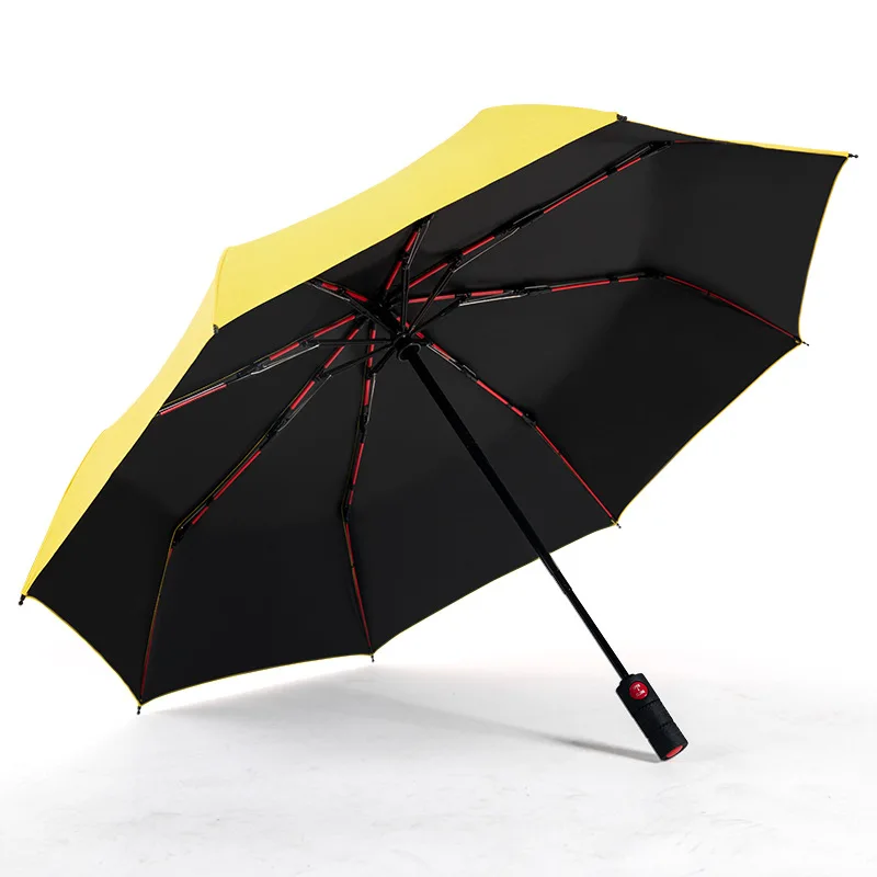 Ten-kaulų automatinis skėtis anti-audra saulės skėtis tri-fold red pluošto skeletas vyrų verslo skėtis 2