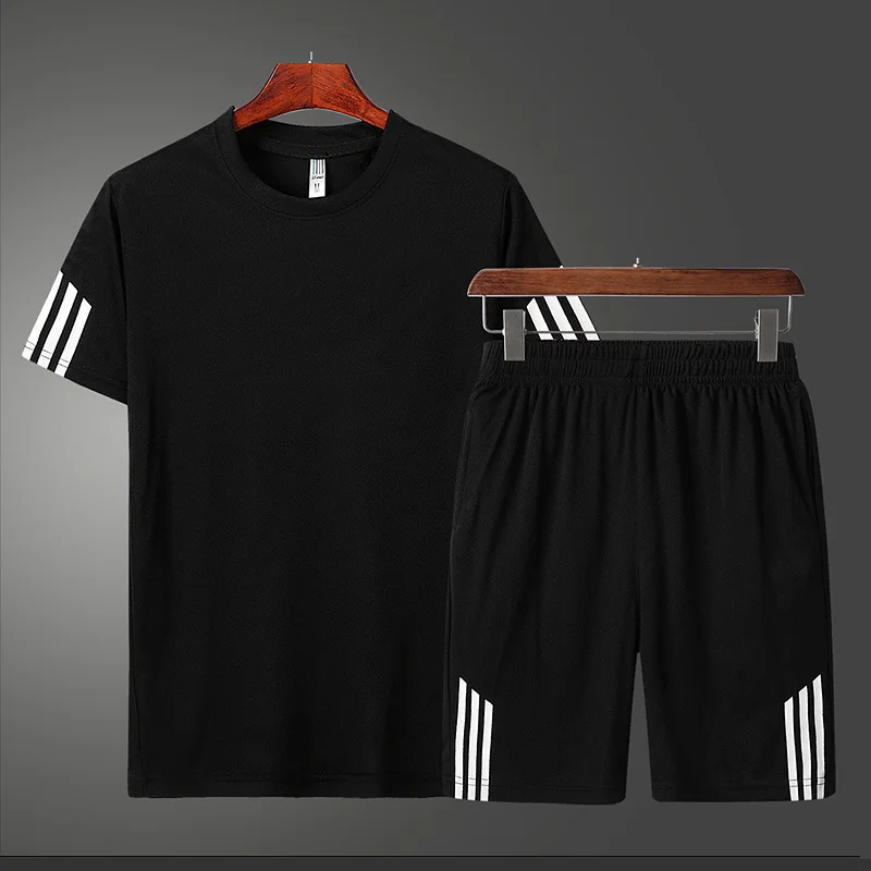 2021 m. vasaros sporto naujas mados veikia fitneso greitai džiūsta trumpas rankovės marškinėliai šortai vyriški 2-piece set 3