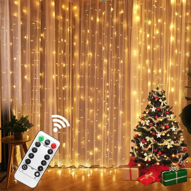 3x3m Nuotolinio LED Styginių Šviesos Užuolaidos USB Baterija Pasakos Lempos Vestuvių LED Vestuvės, Kalėdos, Windows Vestuvių Dekoravimas 3