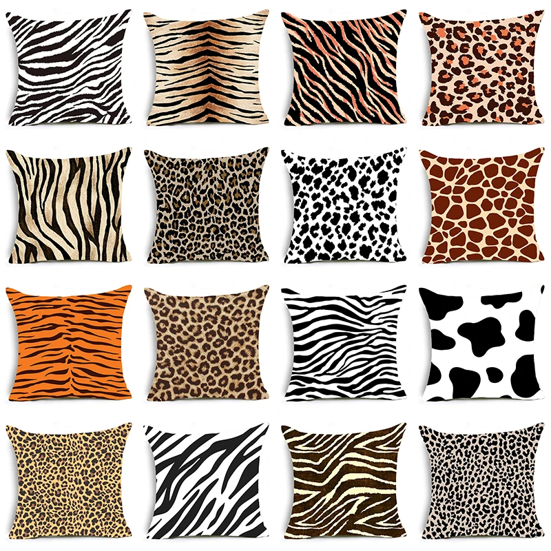 Gyvūnų Spausdinti Mesti Pagalvės užvalkalą Tigras, Leopardas Zebra Karvė Gyvatė Pagalvėlių Apvalkalus Namų Sofos, Kėdės, Dekoratyviniai pagalvių Užvalkalai 4
