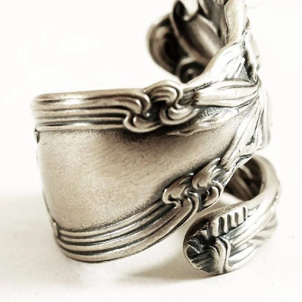 Kūrybinio Derliaus Lelija Gėlė Likvidavimo Žiedas Moterims Šaukštu Formuoti Vestuves Žiedai, Papuošalai, Dovana 1