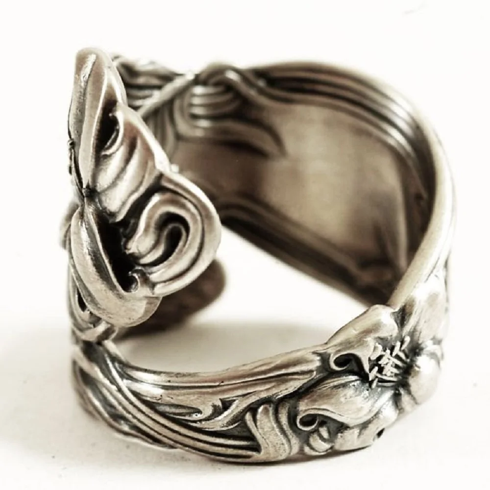 Kūrybinio Derliaus Lelija Gėlė Likvidavimo Žiedas Moterims Šaukštu Formuoti Vestuves Žiedai, Papuošalai, Dovana 3