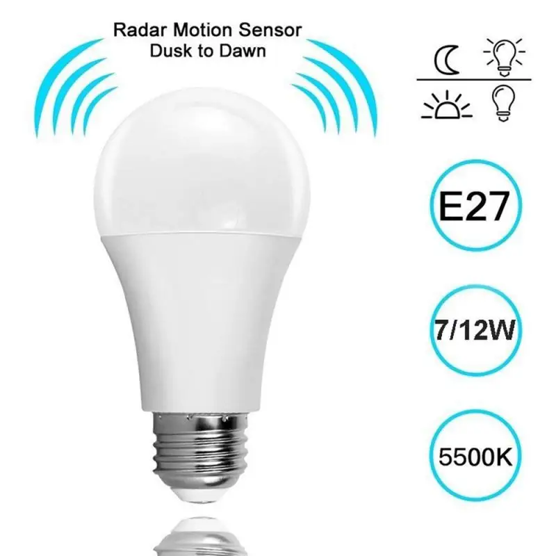 E27 Garso+Šviesos Jutiklis Pasaulyje LED Lemputė Šviesos Lempos Radaro Jutiklis Aplinkos Judesio Namų 5W 9W 7W 12W Žmogaus Kūno Judėjimo Detektorius Lemputė 2
