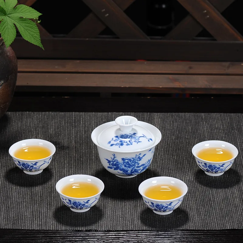 Keramikos arbatos puodeliai balto porceliano mėlynos ir baltos spalvos porceliano arbatos puodelius, kuriems su namų ūkio, laisvalaikio puodeliai 4