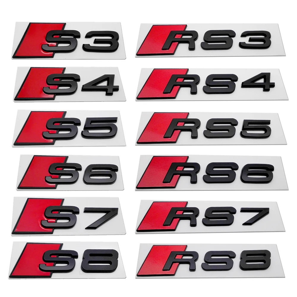 Originalus Plastiko Lipdukas Audi Sline S3 S4 S5 S6 S7 S8 RS3 RS4 RS5 RS6 RS7 RS8 Logotipas A3 A4 A5 A6 A7 A8 Logotipas Ženklelis Decal 3