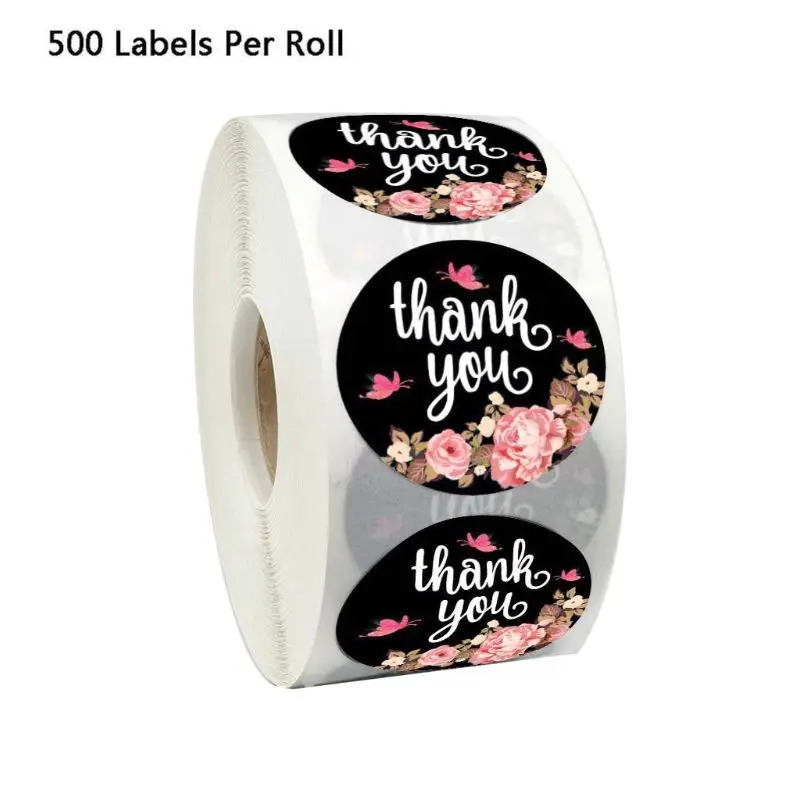 500pcs/roll Gėlių Drugelis Ačiū Lipdukas Antspaudas Etiketės Scrapbooking Kalėdų R7RC 5
